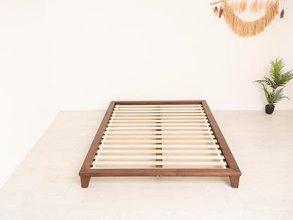 BUSYWOOD Japanese Style Bed Frame - Twin Toddler Bed Frame with Legs - Toddler Full Size Bed - Bed Base Queen - Solid Wood Platform Bed King - Bed Frame Wood - Platform Toddler Bed - Low Bed Frame