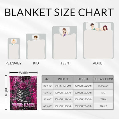 Personalized Book Lovers Gifts for Girls - 40" x 50" Reading Blanket Decor for Kids - Plush Soft Flannel Throw for Birthday