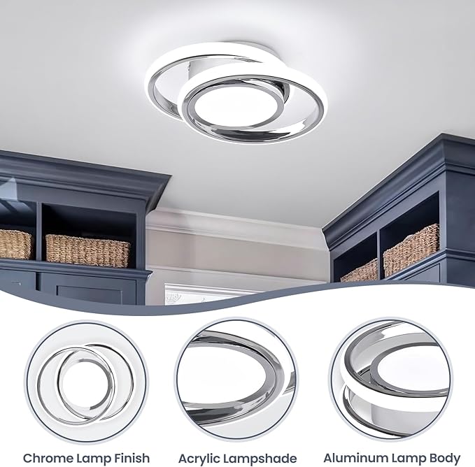 CANEOE Small Modern Ceiling Light, 6000K Cool White Round Led Hallway Light