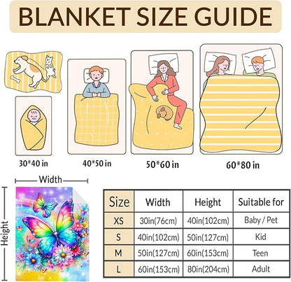 Butterfly Blanket for Girls, Throw for Kids Toddler 30x40 Inches Lightweight Soft Aesthetics Butterfly for Sofa Couch Bed Trip Car Daughter Gift