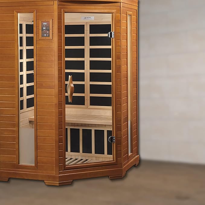 Dynamic Hemming 2 Person Infrared Corner Sauna for Home, Low EMF Indoor Saunas Full Size Indoor Personal Spa 49" x 48" x 76"