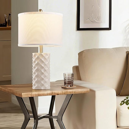 Gentle Beige & Star Diamond Ceramic Table Lamps
