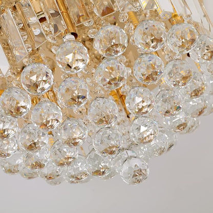 Mini Crystal Chandelier Ceiling Light, Flush Mount Modern Round K9 Crystal