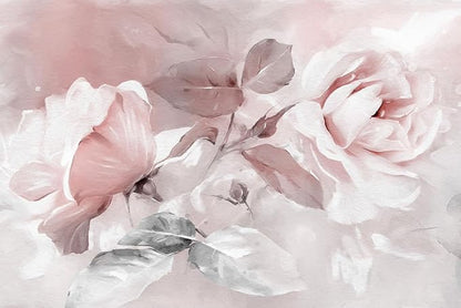 Pink Watercolor Peony Floral Mural Wallpaper Rose Flower Wall Mural for Living Room Bedroom Dining Room Office(Not Self-Adhesive)