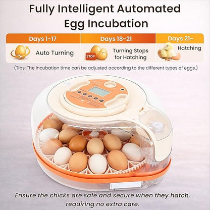 Smart Chicken Egg Incubator with Voice Control, 26 Chicken/59 Bird Incubators for Hatching Eggs, Automatic Egg Turner with Thermometer Seat and Humidity Control, Built-in Water Reservoir