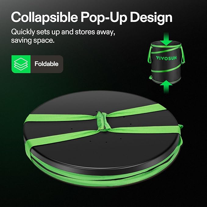 VIVOSUN Collapsible Trash Can 40-Gallon, Reusable Pop-Up Garden Bag with Hard-Shell Bottom, Leaf Scoops and Gloves, Yard Waste Container for Lawn Care and Camping