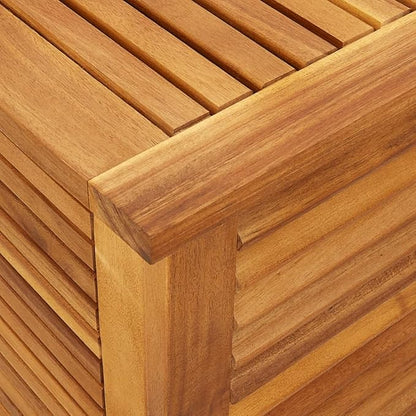 Wooden Garden Storage Box with Louver, Outdoor Cabinet Patio Storage Container for Furniture Tools, 44.5"x19.7"x22" Solid Wood Acacia,-130