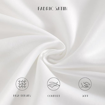 NTBAY Zippered Silk Satin Toddler Pillowcases - 2 Pack Hidden Zipper 13x18 Pillowcases - Luxury and Silky Baby Travel Pillow Covers, White