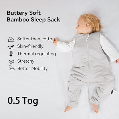 BubblePanda Rayon Made from Bamboo Toddler Sleep Sack with Feet 0.5 Tog Ultra Soft Toddler Sleeping Sack 3t-4t Baby Sleep Bag Walker Wearable Blanket with Legs 2-Way Zipper Lightweight