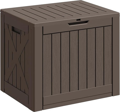 Greesum 40 Gallon Resin Deck Box, Outdoor Storage for Patio Furniture, Garden Tools, Pool Supplies, Weatherproof and UV Resistant, Lockable, Brown