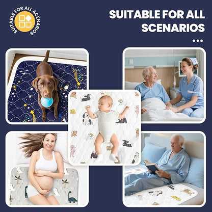 Bed Wetting Pads for Kids & Toddlers, 5 Layer Waterproof Washable Pee Pads, Potty Training Mattress Protector, Absorbent Chuck Pads Non Slip for Kids, Hospitals, Pets, Senior - 40" X 60" Blue, 1 Pack