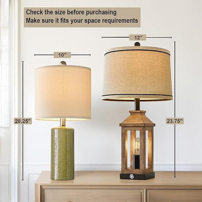 20.25" Small Single Table Lamp for Bedroom Modern Ceramic Nightstand Lamp