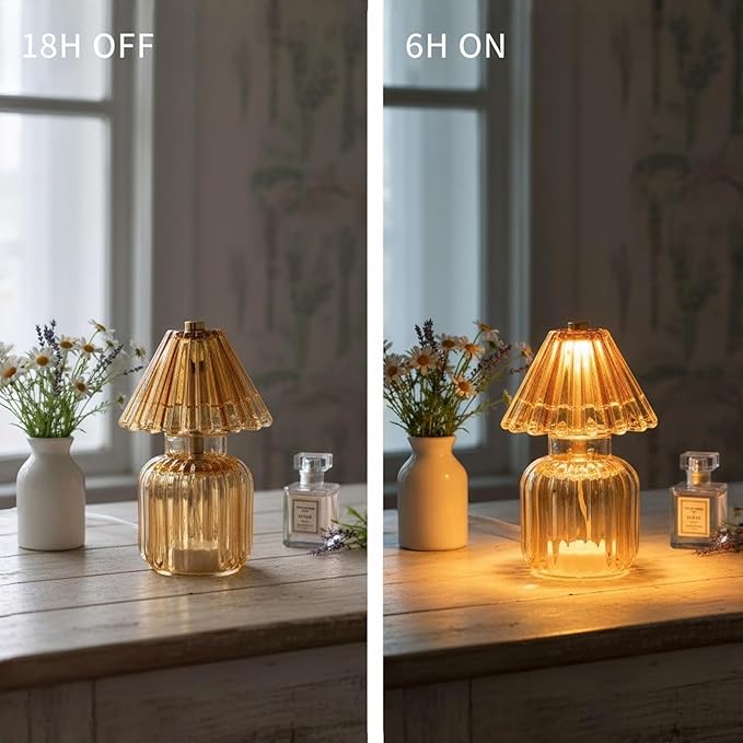 Battery Operated Lamp with Auto-Off Timer, Cordless Table Night Light