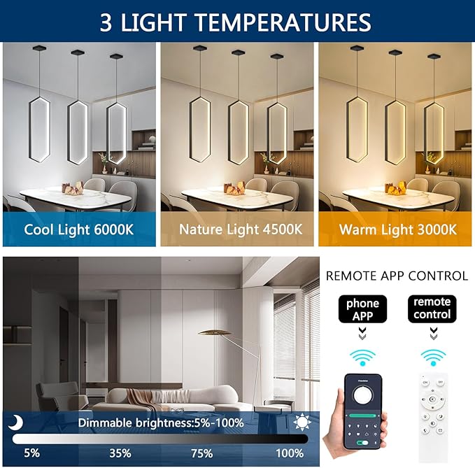 Ring Dimmable Pendant Lighting Adjust LED Mini Chandelier Ceiling Light Fixtures