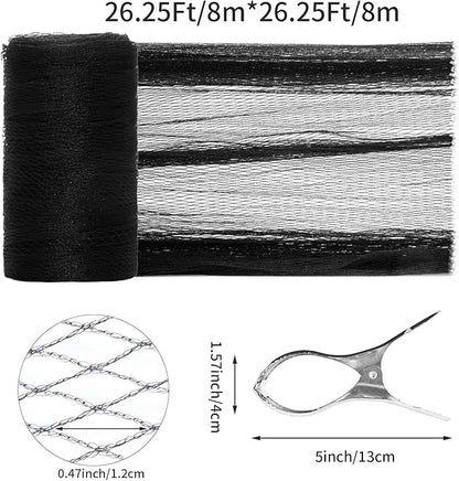 24 Feet Round Leaf Net Cover for Above Ground Pool,Mesh Pool Net Cover with 18 Pcs Pool Cover Clips Fits 24FT Above Ground Pools, Keeps Leaves Out of Your Pool (Black, 24FT)