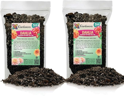 Gardenera Premium Dahlia Potting Soil Mix - Ideal for Growing Vibrant and Healthy Dahlias - 10 Quart