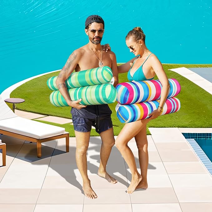 FindUWill 2 Pack Fabric Water Swimming Pool Floats Hammock, XL, Inflatable Multi-Purpose Water Hammocks Floaties (Saddle, Lounge Chair, Hammock, Drifter), Pool Float Lounger for Adults Vacation