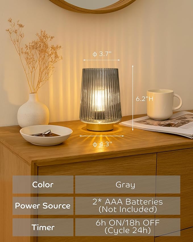 Battery Operated Lamp with Timer, Small Cozy Table Lamp