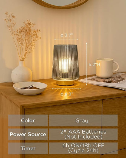 Battery Operated Lamp with Timer, Small Cozy Table Lamp