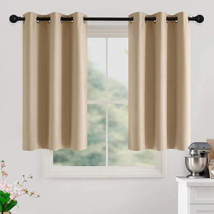 NICETOWN Beige Room Darkening Curtains 45 Inches Long 2 Panels for Living Room, Bedroom, Nursery Summer Thermal Insulated Blackout Drapes Grommet Noise Reducing Window Curtains, W40