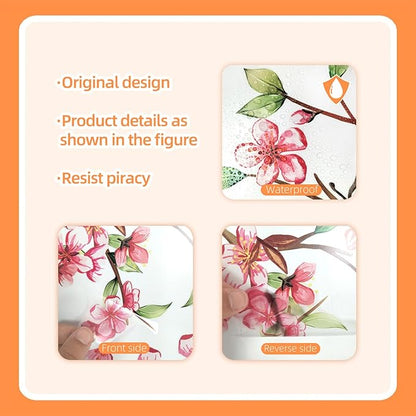 Large Cherry Blossom Wall Decals - Pink Flower Tree Wall Stickers for Girls Kids Bedroom Nursery Living Room TV Wall Decor (H: 45 Inch)