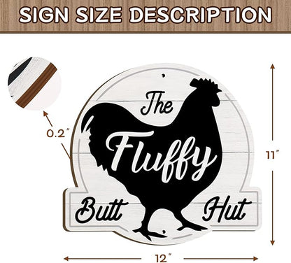 The Fluffy Butt Hut Signs,Chicken Coop Sign,Home Chicken Shed Decor (white)