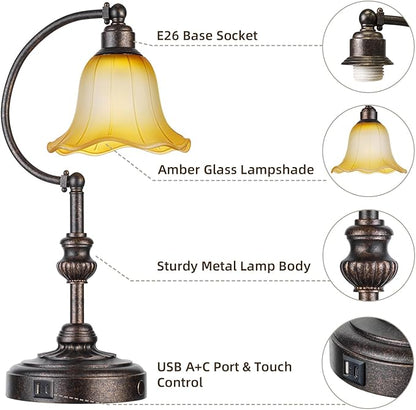 RORIA Touch Farmhouse Table Lamp