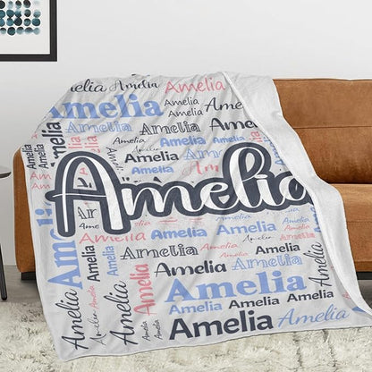 Dr.TOUGH Personalized Blanket for Adult Kids with Name Customized Blankets Personalized Throw Blanket for Christmas Birthday Gifts