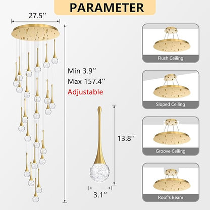 24 Light Modern Glam Crystal Chandelier