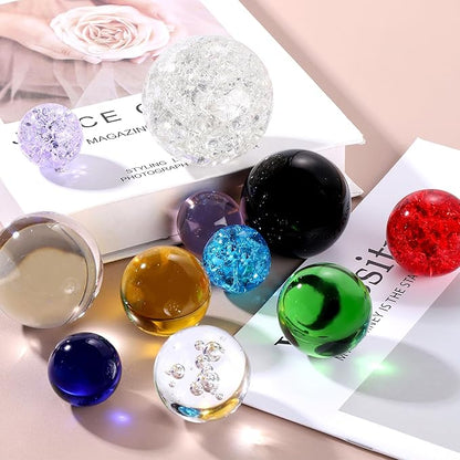 uxcell 20mm/0.8" Crystal Sphere Ball Glass Solid Decorative Sphere Crystal Ball Prop Ornament for Feng Shui Divination Fortune Telling Tabletop Fountain Decoration, Lake Blue