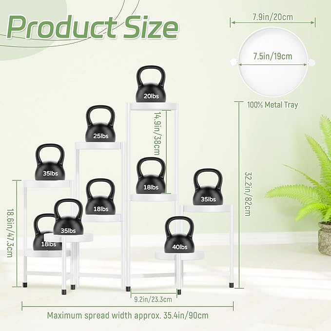 iDavosic.ly Plant Stand Indoor Outdoor, 9 Tier Corner Metal Flower Display Holder Shelf, Folding Tall Orchid Rack for Patio Balcony Porch Garden Living Room House, White