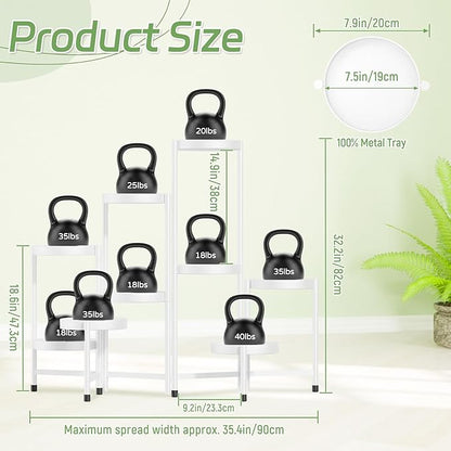 iDavosic.ly Plant Stand Indoor Outdoor, 9 Tier Corner Metal Flower Display Holder Shelf, Folding Tall Orchid Rack for Patio Balcony Porch Garden Living Room House, White