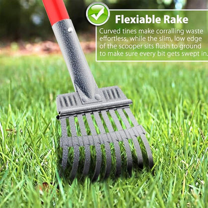 Larger Heavy Duty Pooper Scooper for Dogs-Rake, Spade,Tray Set with Long Handle,No Bend Down Easy Cleanup,Great for Yard Grass Gravel Dirt,Use for Large Small and Multi Dogs