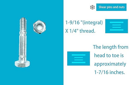 Shear pin and nut Set of 10, Suitable for Ariens 532005 53200500 510016 51001600, Compatible with Ariens Classic 24E, Compact 20, Compact 24, Compact Track 24, SNO Tek 20 120V Snow Blower