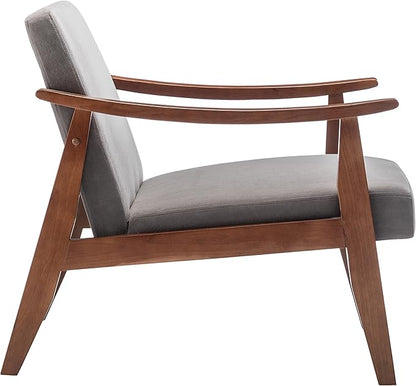 Container Furniture Direct Accent Chair with Velvet Upholstery and Solid Wood Frame, Classic Mid-Century Modern Living Room Furniture for Extra Seating, Grey