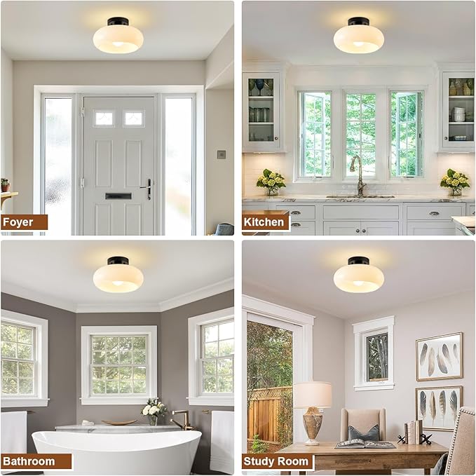 Mid-Century Modern Semi Flush Mount Ceiling Light, Metal Kitchen Light Fixture