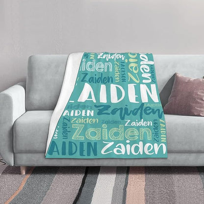 Dr.TOUGH Personalized Blankets with Name Customized Baby Blankets for Girls Boys Adults Monogrammed Blankets and Throws Christmas Birthday Mothers Fathers Valentines Day Gift (Mint Green, 40''×50'')
