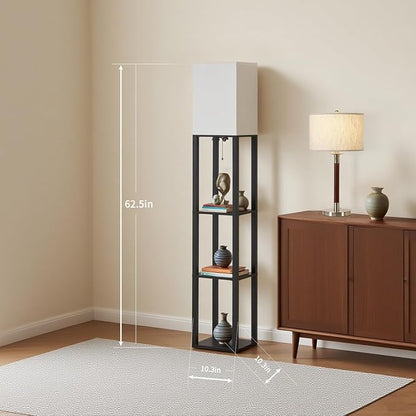 Floor Lamp with Shelves, Modern Square Shelf Lamp
