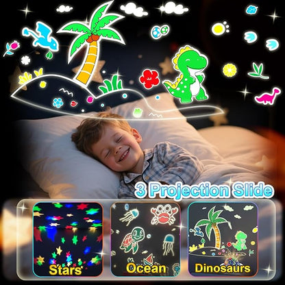 Dinosaur Toys for 3-10 Year old Boys,7-in-1 Kids Night Light Projector with 3 Films 93 Effects, Remote, Timer, 360° Rotation, Birthday Christmas Xmas Gifts Stocking Stuffers for Kids Age 3 4 5 6