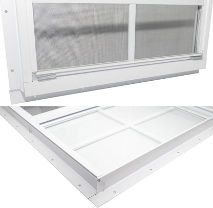 NeatiEase 2 Pack Shed Window, 24" x 36" Flush Mount Window with Tempered Glass and Fiberglass Screen for Shed, Chicken Coop, Playhouse, Household, Garage