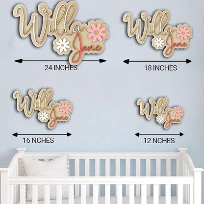 Personalized Daisy Name Sign, Nursery Name Sign, Daisy Nursery Decor, Name Sign for Girl, Custom Wood Name Sign, Floral Nursery Decor, Baby Name Sign, Wooden name signs for nursery gift