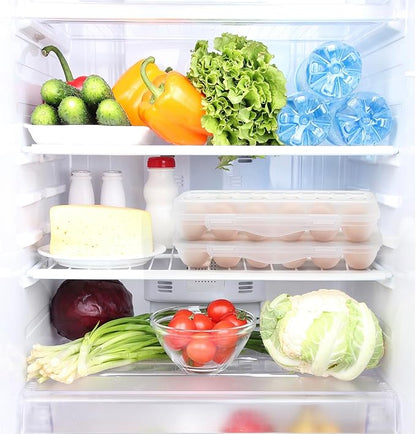 Egg Storage for Refrigerator, Egg Holder for Fridge with Lid, Stackable Egg Storage with Safety Buckle (2)
