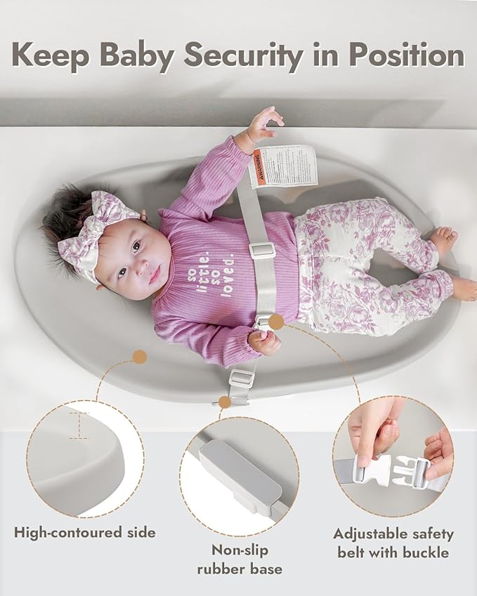 Papablic Baby Changing Pad, Waterproof & Non-Slip, Includes Washable Cover, Safety Strap for Standard Dresser, Changing Table, Bed, Sofa
