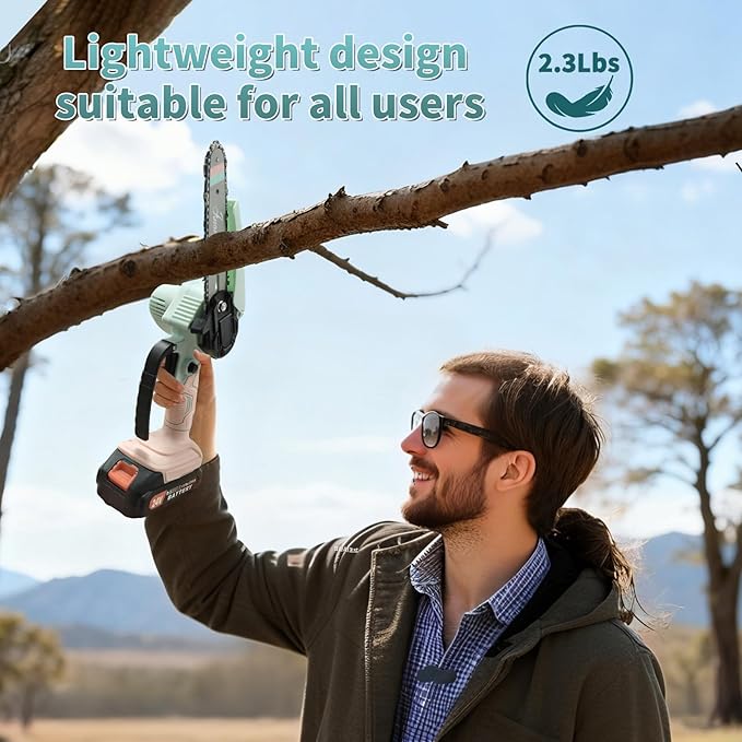 Mini Chainsaw with 2×24V Battery Powered Electric Chain Saw,chain saw are suitable for cutting wood and trimming branches,Mini Chainsaw Cordless With three chains