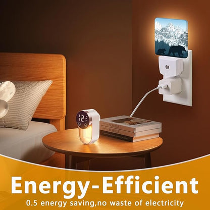 Bear Mountains Night Light, Plug-into Wild Animals Forest Nightlight White LED