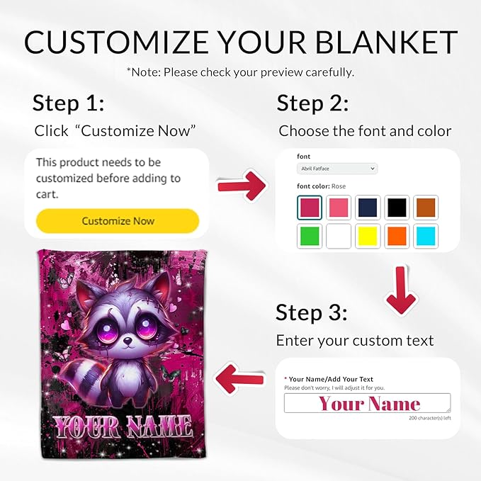 Custom Adults Blanket for Women - 60" x 80" Raccoon Blankets for Girls - Soft Plush Throw Stuff for Living Room, Home