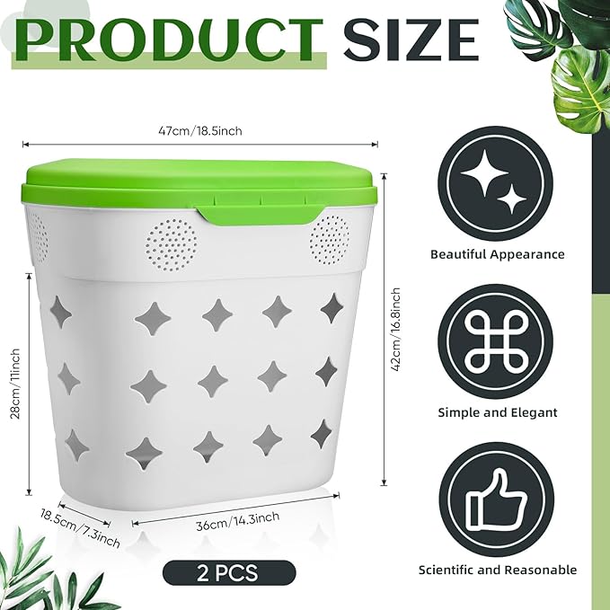 2 Pack InGround Worm Composter,8 Gallon Outdoor Compost Bin for Garden Beds,14.3 x 7.3 x 16.8 inches Vermicomposting Worm Farm System for Kitchen Waste