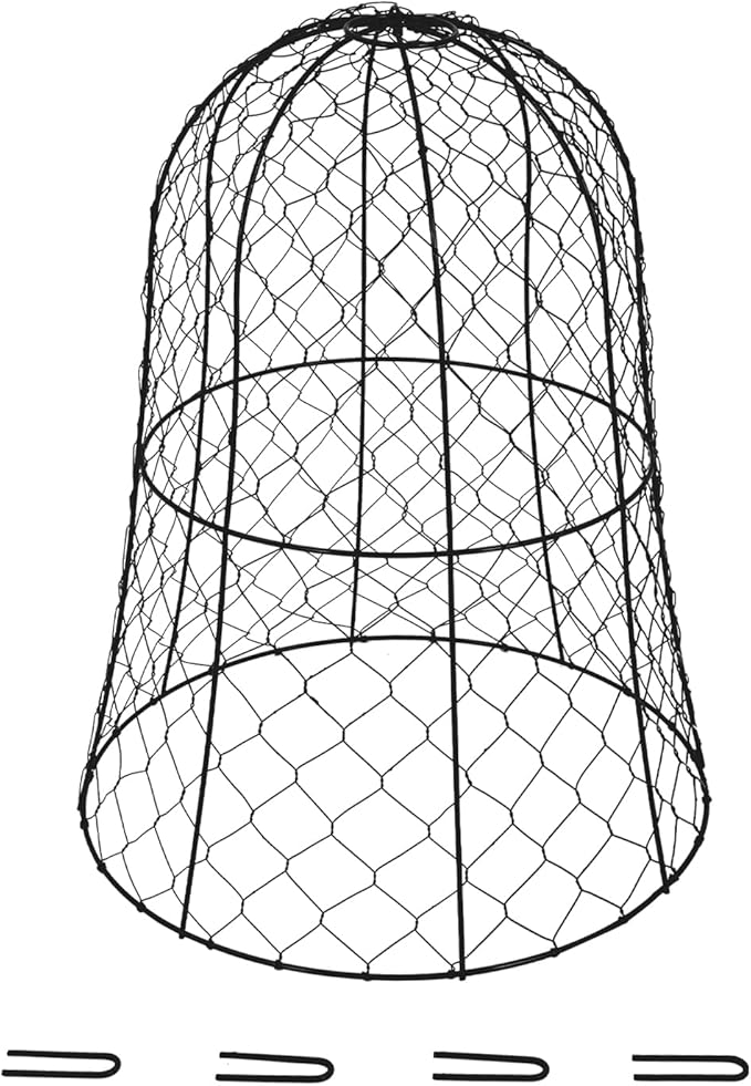 YIYIBYUS Garden Chicken Wire Cloche, 12.99" Diameter x 15.75" Height Plant Protective Covers Metal Cage Plant Protector Cover for Gardens, Parks, Yards, Balconies, Farms (10pcs, Black)