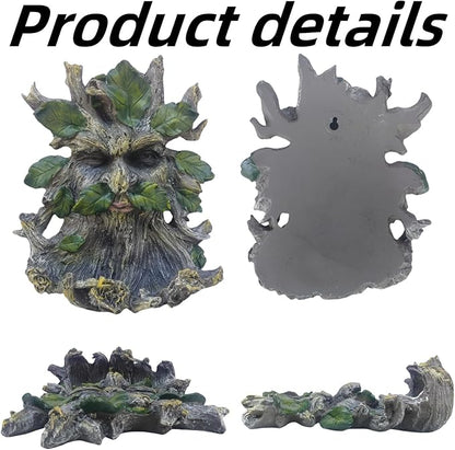 Whimsical Tree Face Garden Decoration ，Tree Faces Decor Outdoor Wallmounted Statue Art with Leaf Features, Outdoor Decor Garden Accessory (Home Decor)