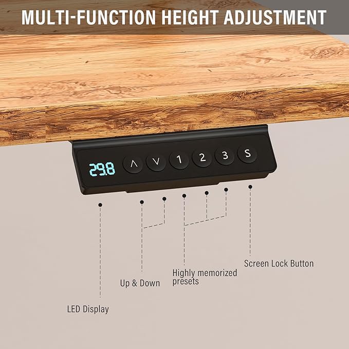 48x30 Inch Electric Standing Desk with Drawers & Widen Desktop, Thickened Desk Frame, Adjustable Height Sit Stand Up Table, Home Office Computer Desk with Cable Management, Light Rustic